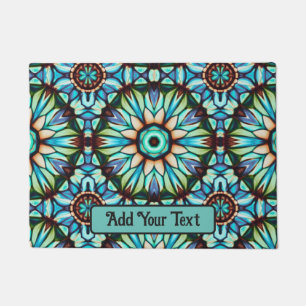 Paillasson Vintage Look Floral dans Pastel Blues avec votre t