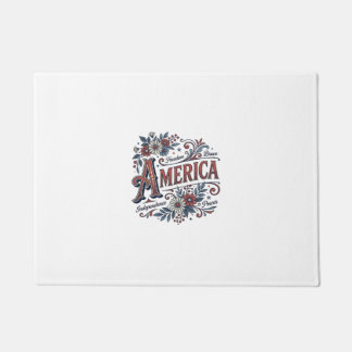 Paillasson Vintage Merica Motif Floral de Chemise Patriotique