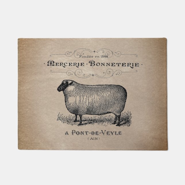 Paillasson Vintage Mouton vieilli Muslin Ferme Rustique (Devant)