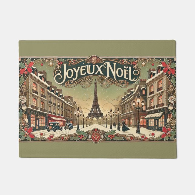 Paillasson Vintage Noël à Paris  (Devant)