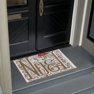 Paillasson vintage noël poinsettia joyeux noel