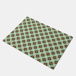 Paillasson Vintage Rouge Vert Blanc Barcelone Motif Floral