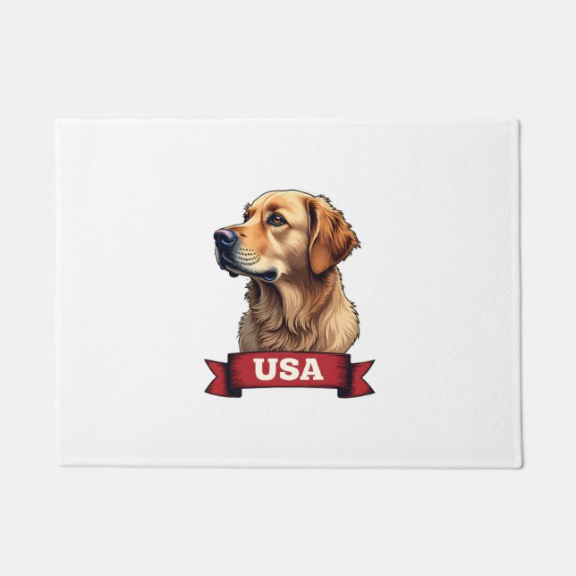 Paillasson Vintage USA Golden Retriever Engraving Shirt 4 (Devant)