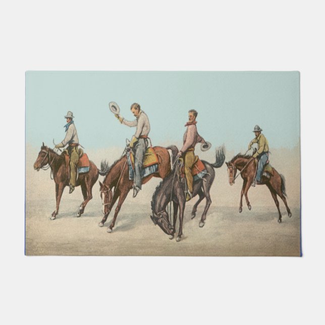 Paillasson Vintage Western 4 Cowboys à cheval (Devant)