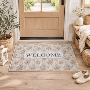 Paillasson VintageRustic Shabby Chic Floral sur Bois Maison d