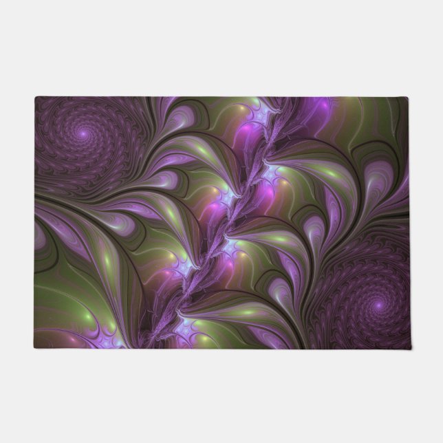 Paillasson Violet Abstrait violet violet kaki fractal (Devant)