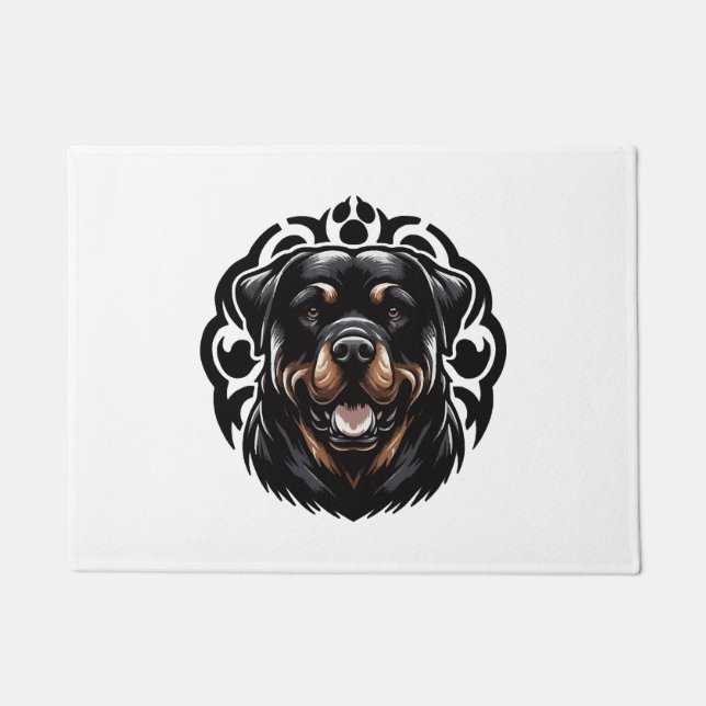Paillasson Visage de chien Rottweiler (Devant)