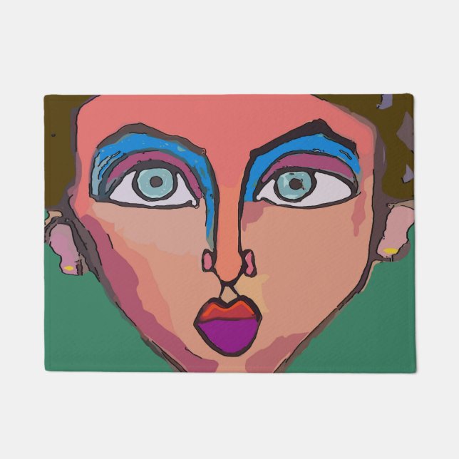 Paillasson Visage de femme Abstraite (Devant)