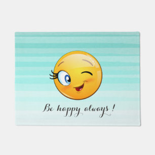 Paillasson Visage d'Emoji clin d'œil adorable - Soyez heureux