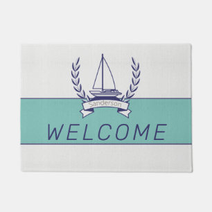 Paillasson Voilier nautique Turquoise Blue Navy été