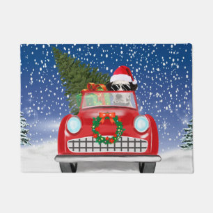 Paillasson Voiture De Conduite De Chien Dalmatien En Noël De 