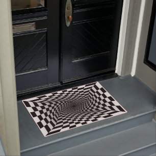 Paillasson Vortex d'illusion optique 3D moderne noir et blanc