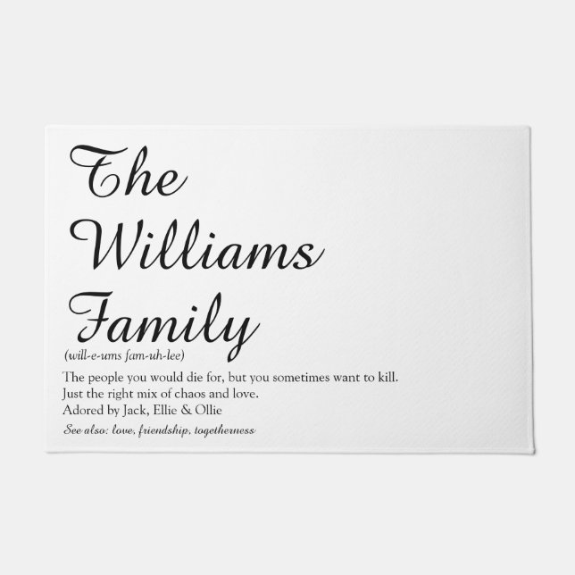 Paillasson Votre définition de famille Script amusant moderne (Devant)
