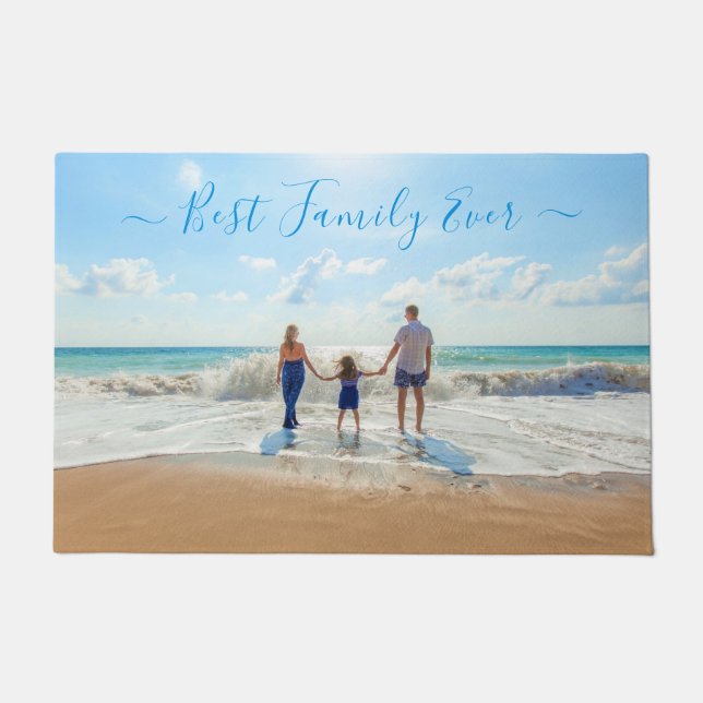 Paillasson Votre Famille Photo Doormat Texte - Meilleure fami (Devant)