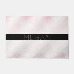 Paillasson Votre nom Blanc fin et Rose subtil Ombre Stripes