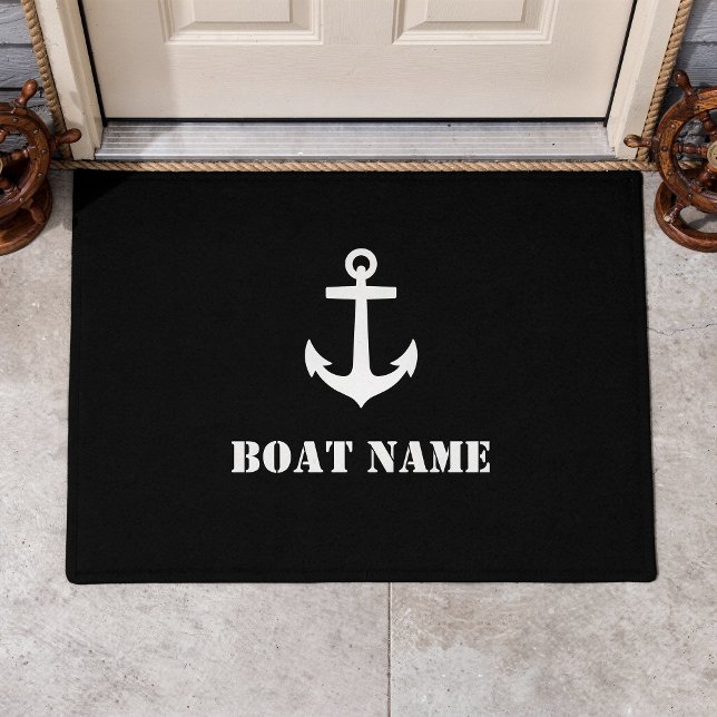 Paillasson Votre nom de bateau Ancre Noir (Créateur téléchargé)