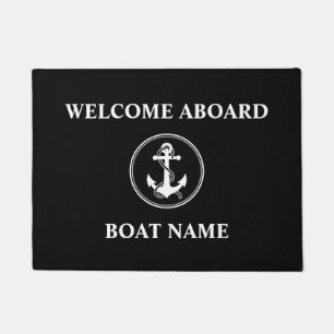 Paillasson Votre nom de bateau Rope & Ancre Black Welcome Abo