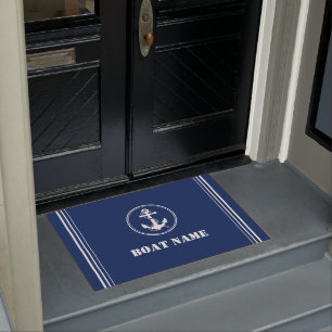 Paillasson Votre nom de bateau Rope & Ancre Navy Blue Entrywa