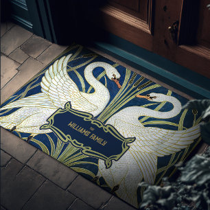 Paillasson Walter Crane Deux Cygnes Art Nouveau Décor Vintage