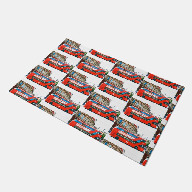 Paillasson Wanderlust Red London Bus Ride Voyageur Funky Fun (Incliné)