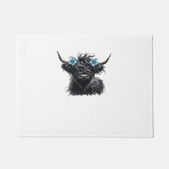 Paillasson Watercolor Black Highland Cow Classic T-Shirt (Devant)