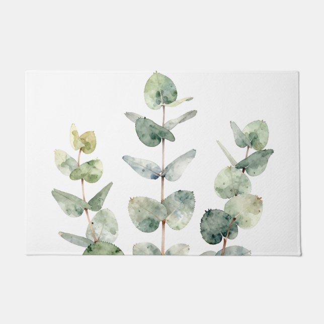 Paillasson Watercolor Eucalyptus Leaves Botanical (Devant)