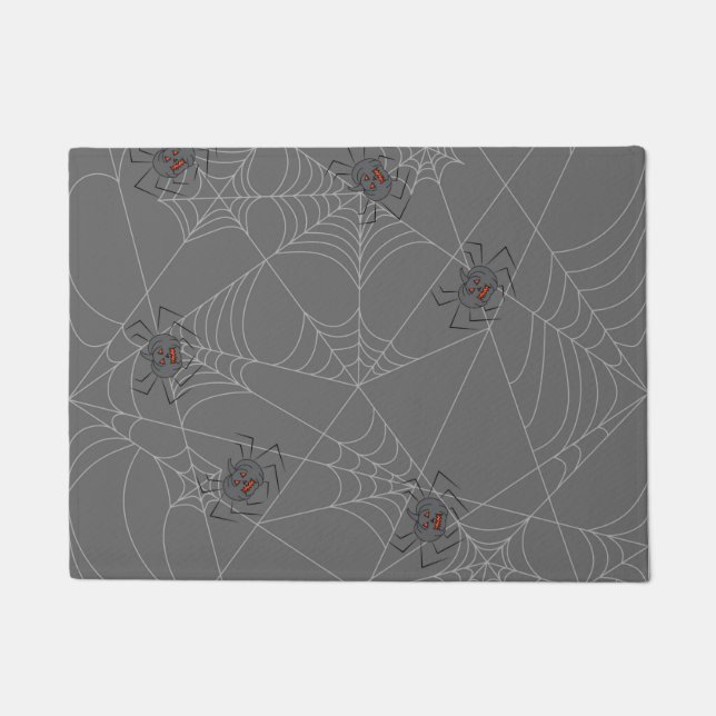 Paillasson Web et citrouilles d'araignées d'Halloween (Devant)
