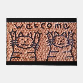 Paillasson Welcome Mat Pair of Friendly Cats