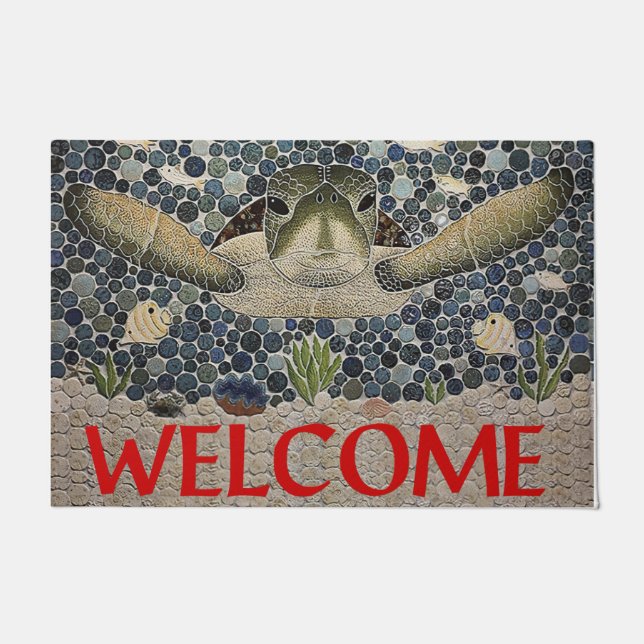Paillasson Welcome Sea Turtle Doormat,Turtle Quote Doormat (Devant)