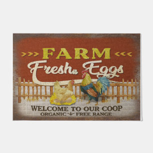 Paillasson welcome to Our Coop Mat, rétro Farm