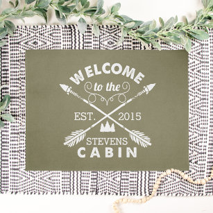 Paillasson Welcome to the Cabin   Personalized Arrows Olive