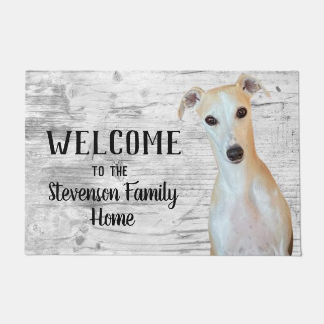 Paillasson Welcome Whippet Chien Animal Nom de famille Accuei (Devant)