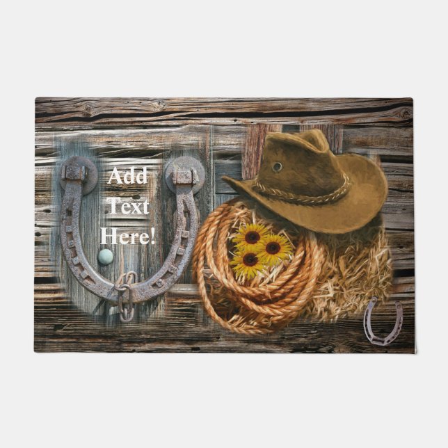 Paillasson Western Horseshoe Cowboy Hat Lasso (Devant)