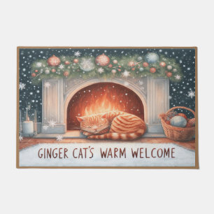 Paillasson Whimsical Ginger Chat's Chaleureux Noël de bienven