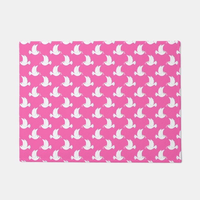 Paillasson White Bird Breast Cancer Awareness Pattern (Devant)