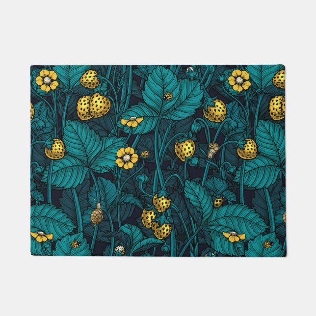 Paillasson Wild strawberries, yellow and blue (Devant)