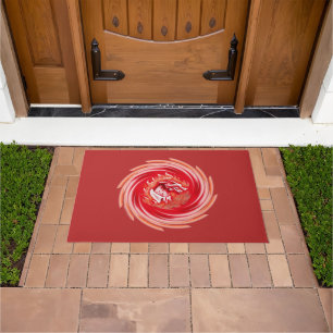 Paillasson Wild Wolf Whirling mat de porte rouge