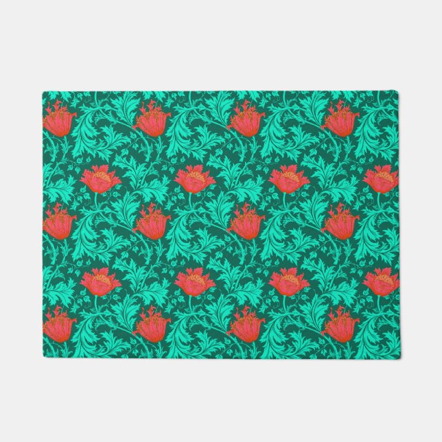 Paillasson William Morris Anemone, Deep Red et Turquoise (Devant)