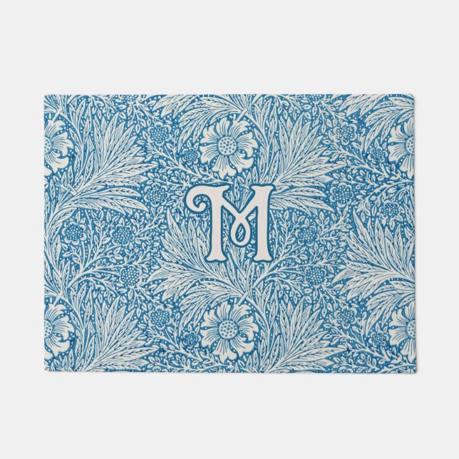 Paillasson William Morris Blue Marigold Monogramme (Devant)