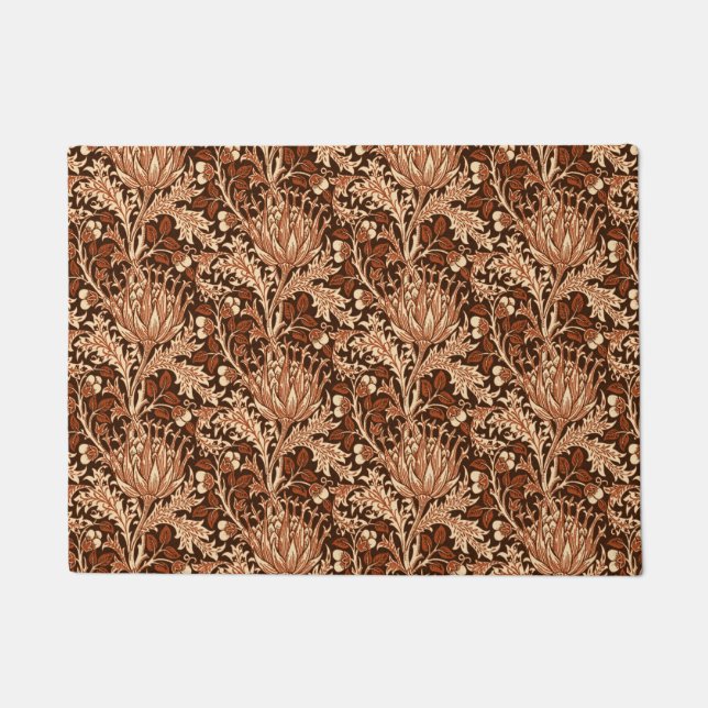 Paillasson William Morris Damassé, Marron et Beige (Devant)