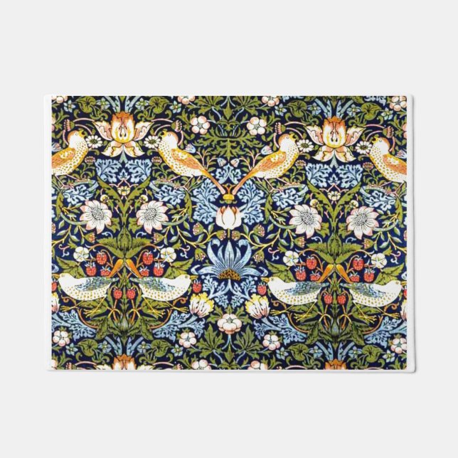 Paillasson William Morris design vintage - Strawberry Thief, (Devant)