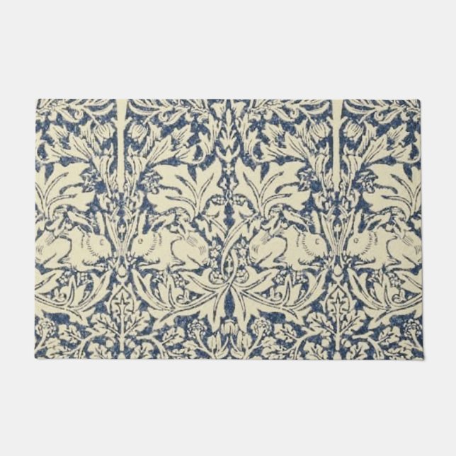 Paillasson William Morris, gris bleu, motif, Art nouveau, vin (Devant)
