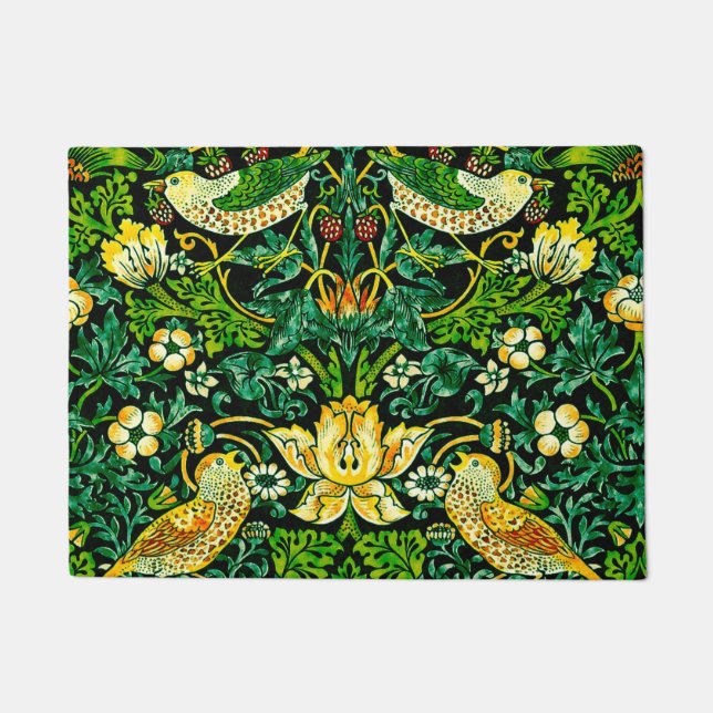 Paillasson William Morris Strawberry Thief Vert Et Orange (Devant)