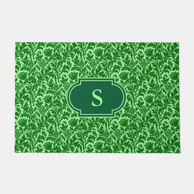 Paillasson William Morris Thistle Damask, Emerald Green (Devant)