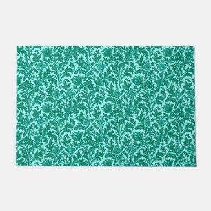 Paillasson William Morris Thistle Damask, Turquoise et Aqua