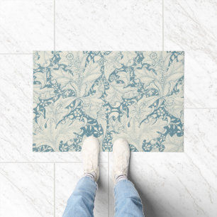 Paillasson William Morris Wallflower bleu damas floral