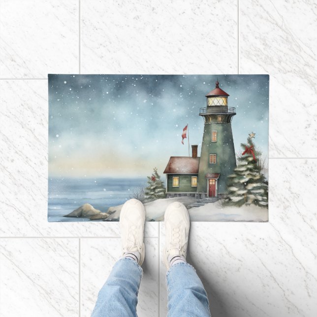 Paillasson Wintery Lighthouse Plage Nautical (Intérieur)