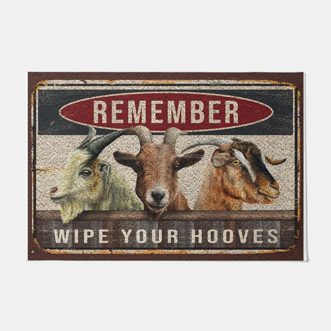 Paillasson Wipe your hoovesRug, Funny goat doormat (Devant)