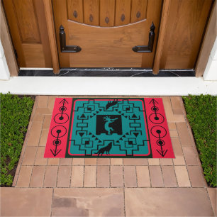 Paillasson Wolf Motif du sud-ouest et Kokopelli