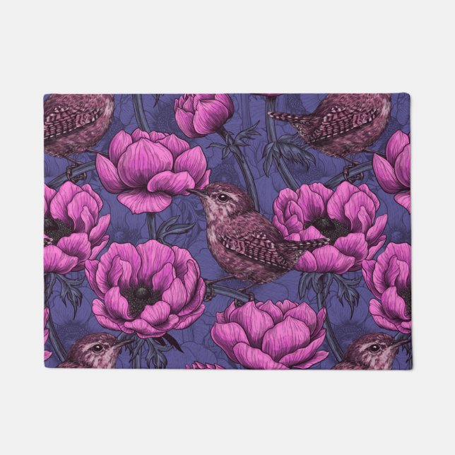 Paillasson Wrens dans le jardin de l'anémone (Devant)